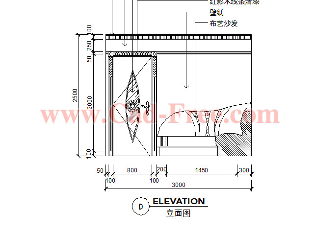 Sofa and door wall CAD ELEVATION